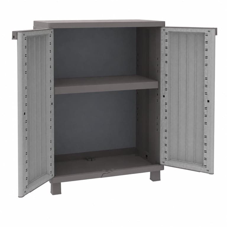 Dulap din plastic Terry JWood cu 1 poliță interioară, 68x37,5x91,5 cm, gri/taupe – deteriorare minimă la bază (stare: vezi a 2-a imagine)