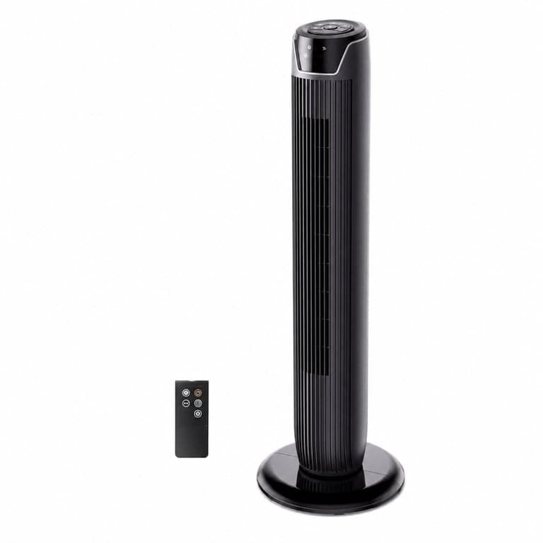 Ventilator turn Midea FZ10-17JR cu telecomandă, 92 cm, negru, afișaj LED, 3 viteze, 7 — defect, pentru piese (stare: vezi a 2-a poză)