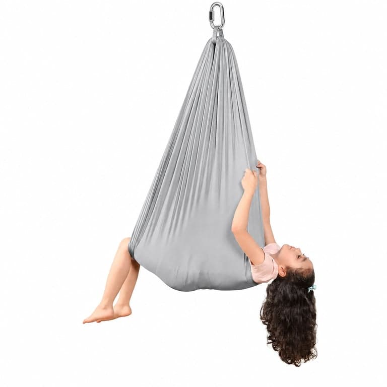 Set hamac Aerial Yoga tylxayoxa gri 150x280 cm, leagăn pentru yoga aeriană 200 kg — carabinieră inclusă (stare: vezi a 2-a imagine)