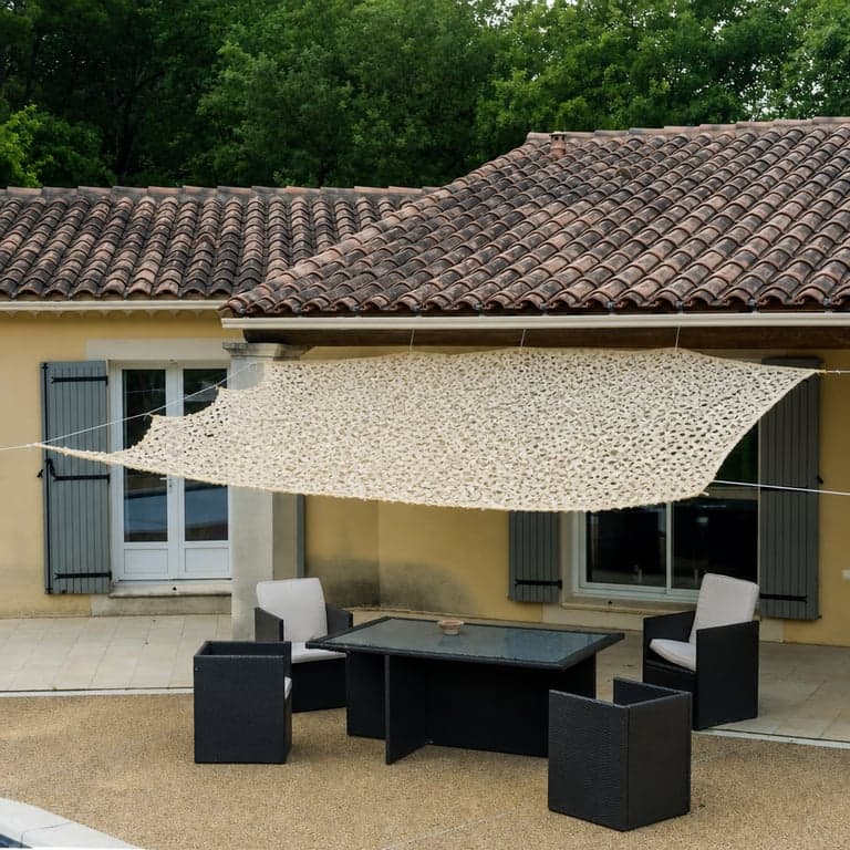Plasă de umbrire ajurată WERKA PRO, bej, 120 g/m², 3x4 m, prelată de protecție solară — clemele de fixare nu sunt incluse în pachet (stare: vezi a 2-a imagine)