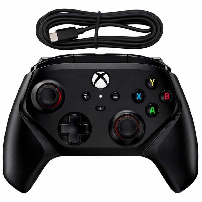 Controler cu fir HyperX Clutch Gladiate pentru Xbox, USB-C, negru — defect, funcționează parțial: butonul P3 nu funcționează (stare: vezi a 2-a imagine)