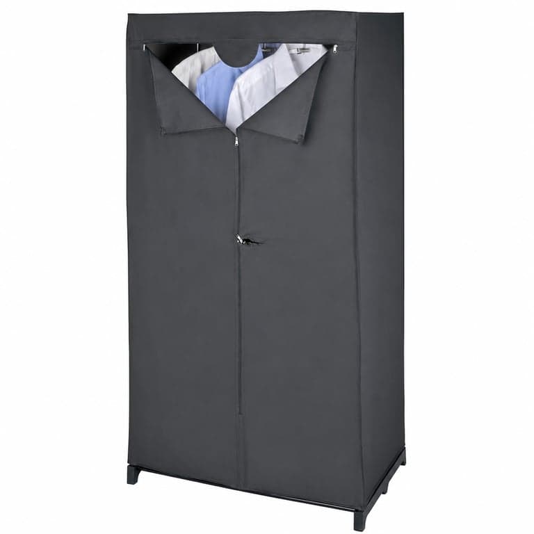 Dulap textil pliabil WENKO Deep Black 75x150x50 cm — defect, parțial funcțional: Husa este ruptă (stare: vezi a 2-a fotografie)