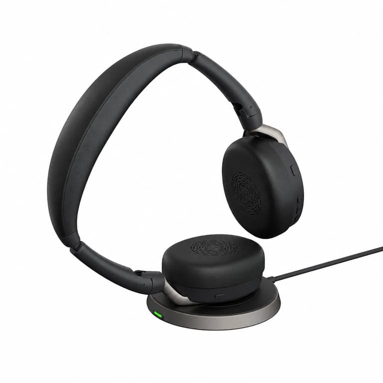 Căști stereo wireless Bluetooth Jabra Evolve2 65 Flex, cu anulare hibridă a zgomotului ANC, negru – ambalaj incomplet, stare ca nouă