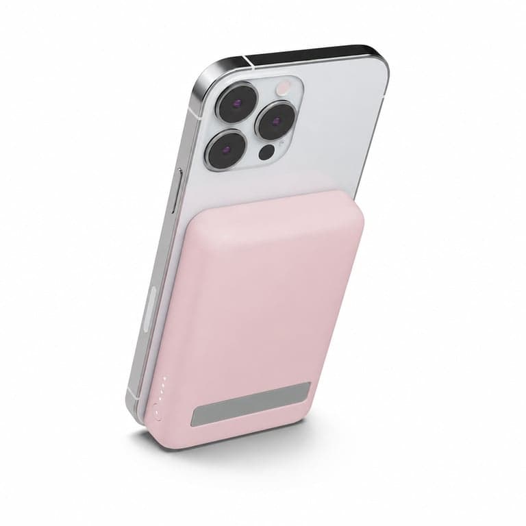 Bancă de alimentare magnetică Belkin compatibilă MagSafe 5000 mAh, cu suport de încărcare wireless de 7,5W, roz - utilizat, incomplet
