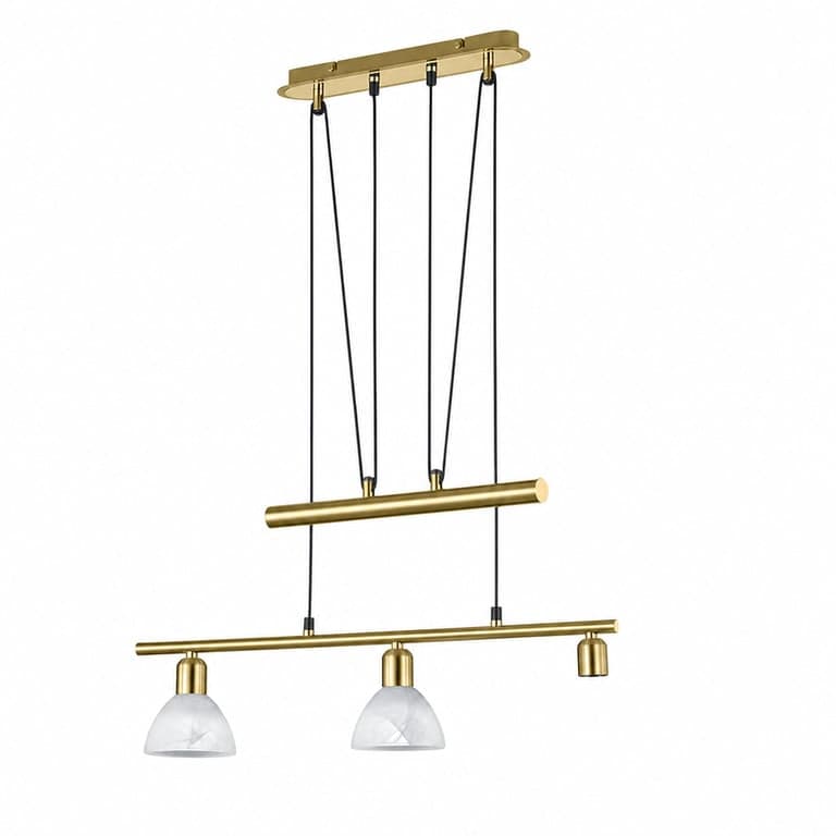 Lampă suspendată LED Trio Leuchten Levisto 371010308, alamă mată — Din cele 3 abajururi, 1 este spart, celelalte sunt impecabile (stare: vezi a doua fotografie)
