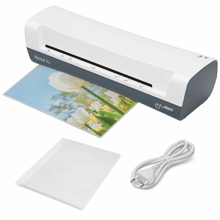 Laminator Leitz iLAM Home A4 pentru folii de 75-125 mic, încălzire în 3 minute — defect, funcționează parțial: zgomot interior (stare: vezi a 2-a poză)