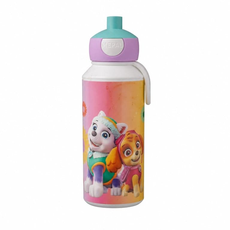 Sticlă pentru copii Mepal Pop-up Campus 400 ml - Paw Patrol Girls - model cu Everest și Skye - fără BPA — utilizată (stare: vezi a 2-a poză)