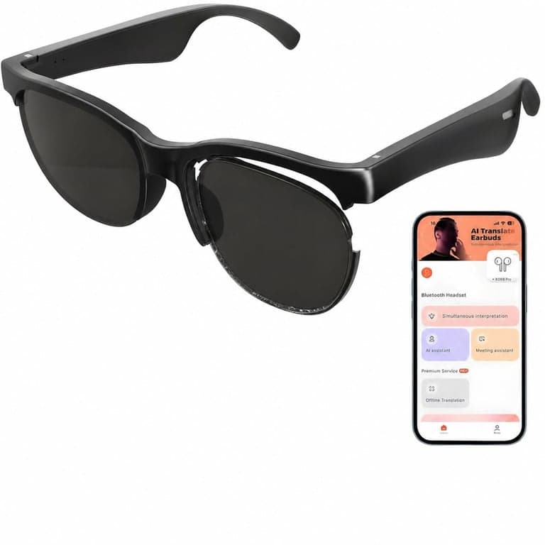 Ochelari de soare inteligenți CarsMinders cu Bluetooth 5.3 și difuzor deschis — Lentilele produsului sunt slăbite, produsul este vizibil utilizat (stare: vezi a 2-a fotografie)