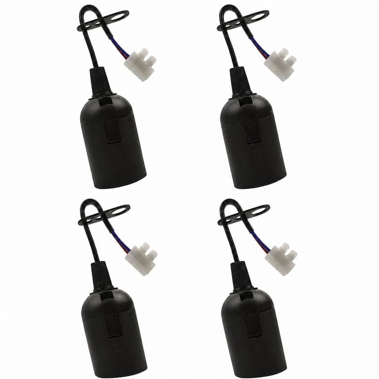 Set 4 bucăți dulie ZHIQIN E27, soclu negru pentru renovare cu cablu, 4A 250V max. 60W, pentru lampă de tavan, cu conector inclus