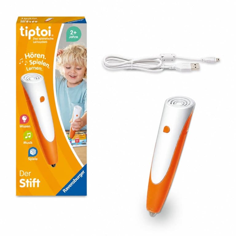 Creion interactiv Ravensburger tiptoi 00110 pentru copii de la 2 ani, stare utilizată, vârf uzat, cablu USB inclus (stare: vezi a 2-a fotografie)