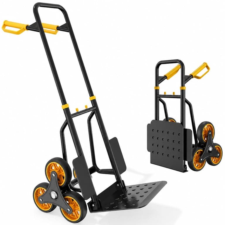 Cărucior pliabil pentru urcat scări YITAHOME cu 6 roți industriale de 15,2 cm, 150 kg — fără corzi elastice incluse (stare: vezi a 2-a fotografie)