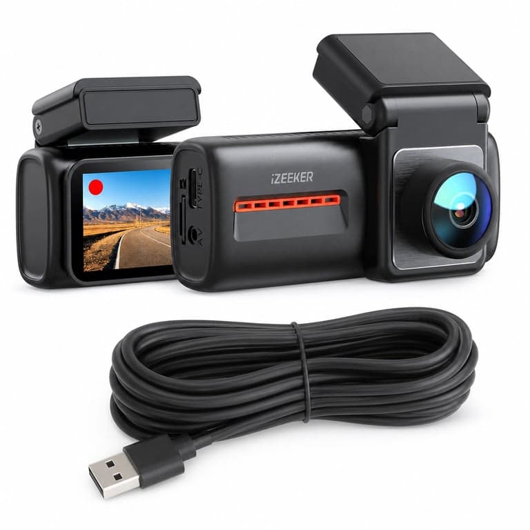 Cameră auto iZEEKER 4K+1080P, WiFi 6, card SD de 32 GB, vedere nocturnă, mod parcare — fără card SD (stare: vezi a 2-a imagine)