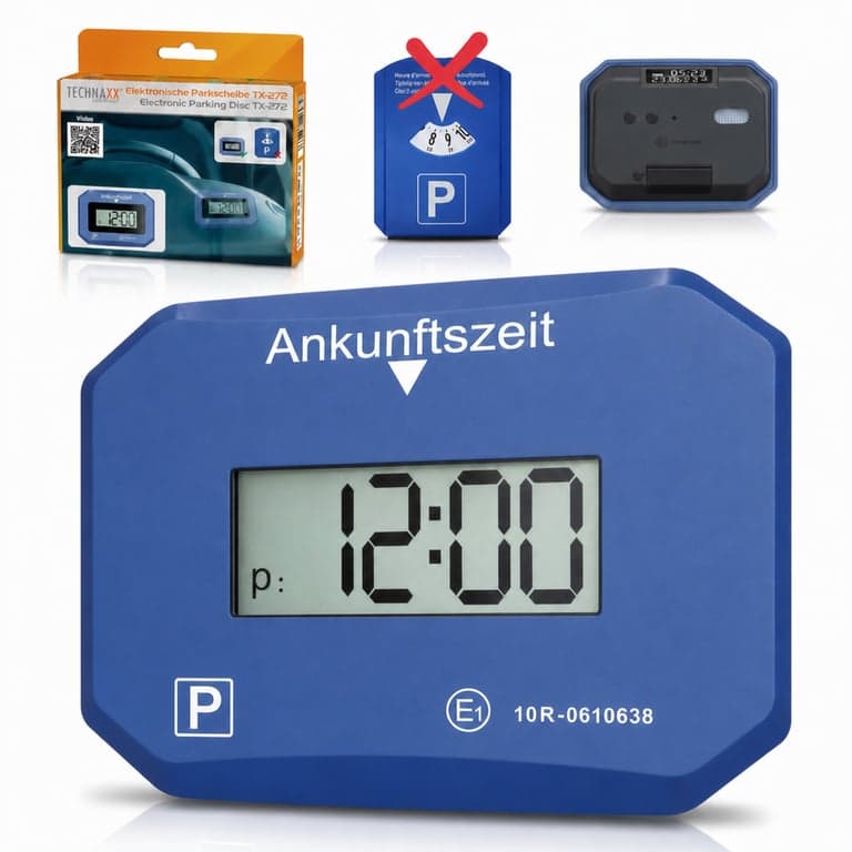 Ceas de parcare digital automat Technaxx TX-272 cu senzor de mișcare — lipsesc punctele negre de pe față (stare: vezi a doua imagine)