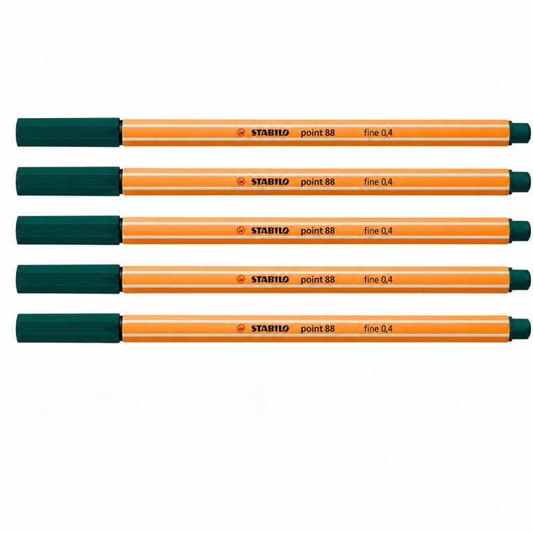 Fineliner STABILO point 88, verde pin, 0,4 mm - set de 6 bucăți (set incomplet, din set original)
