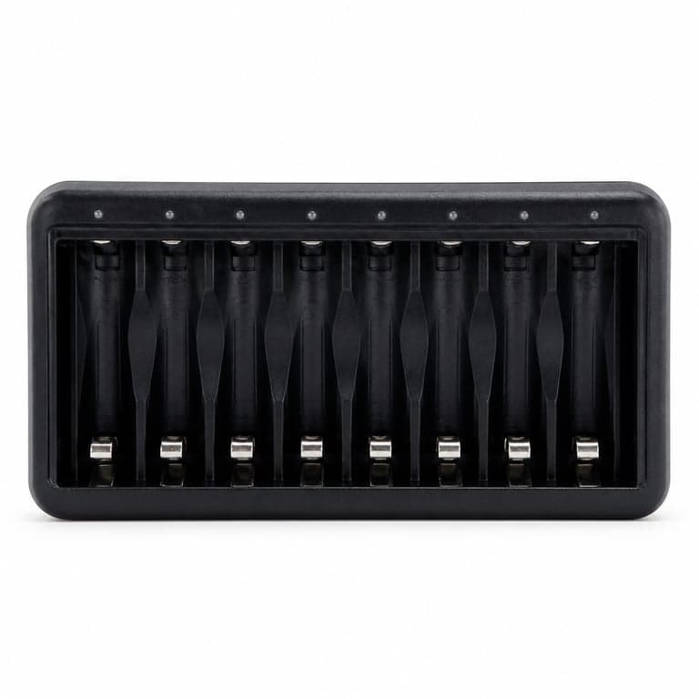Încărcător de baterii USB-C cu 8 compartimente — Set de baterii reîncărcabile NiMH AA Amazon Basics (componentă)