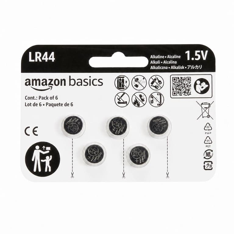 Baterii tip pastilă alcaline Amazon Basics LR44, 1,5V, fără mercur, durată lungă de viață – stoc parțial – set de 5 bucăți