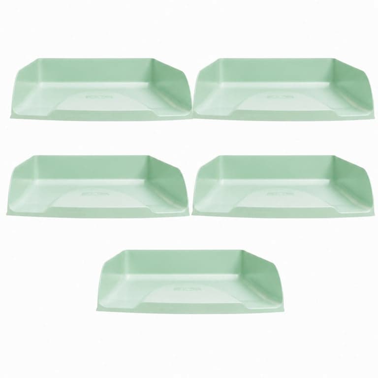 Tavă pentru documente Exacompta Combo Styli Autentik A4, verde salvie, 34x25x6,5 cm, capacitate 500 coli, cu suport pentru cărți de vizită, set de 5 bucăți (preț per 1 bucată)