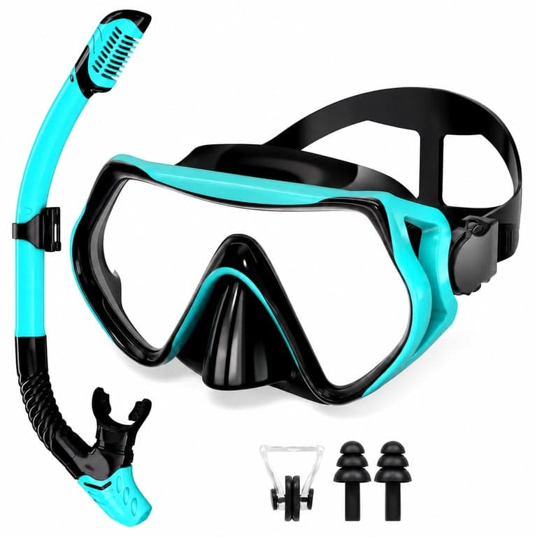 Set de snorkeling SUNTRIVA cu mască de scafandru panoramică HD la 180° pentru adulți și copii, reglabil — fără geantă mică (stare: vezi a 2-a imagine)
