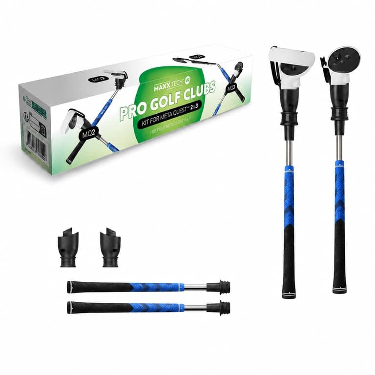 Kit Maxx Tech VR Pro Golf Clubs pentru controllere Meta Quest 2 și 3/3S, 2 crose de golf, Golf+/Golf5/eClub (stare: vezi a 2-a imagine)