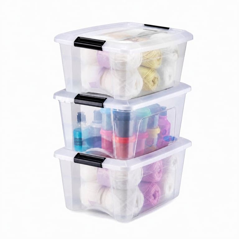 Cutie de depozitare transparentă Iris Ohyama NTB-15 cu capac și cleme de închidere, 15 L, 29x39,5x18,5 cm, stivuibilă, fără BPA, set de 3 bucăți