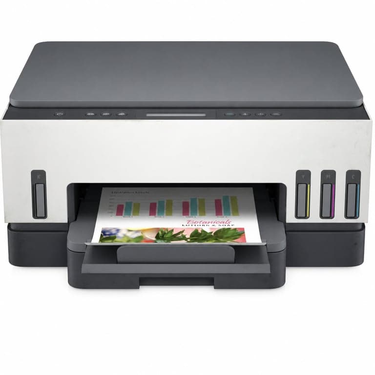 Imprimantă multifuncțională cu rezervor de cerneală HP Smart Tank 7005, gri/alb, WLAN, AirPrint, duplex — cerneală scursă (stare: vezi a 2-a imagine)