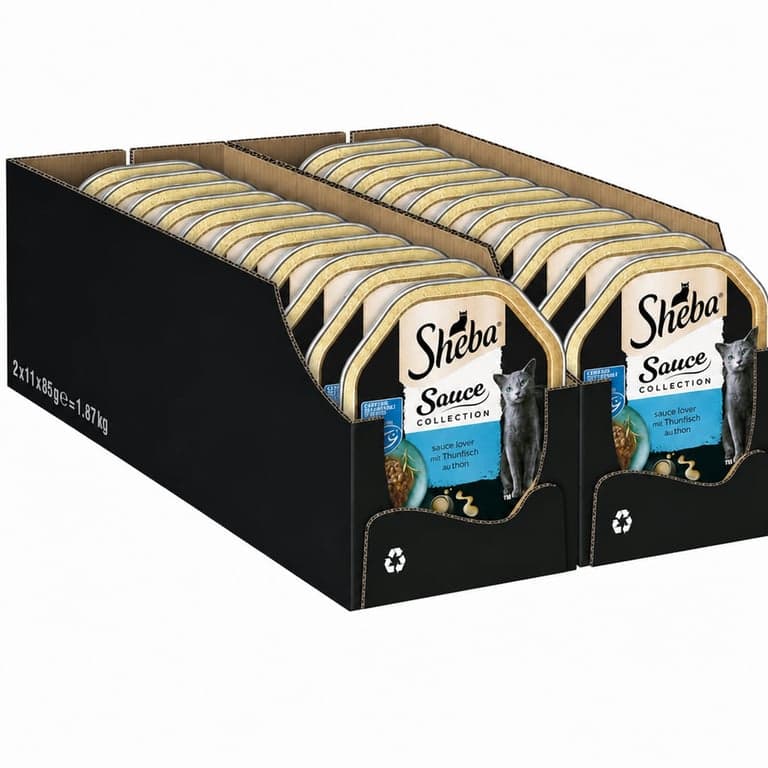 Colecție de sosuri Sheba Sauce Lover, hrană umedă cu ton în sos, certificată MSC (2 x 11 x 85 g) - Set parțial de 21 bucăți