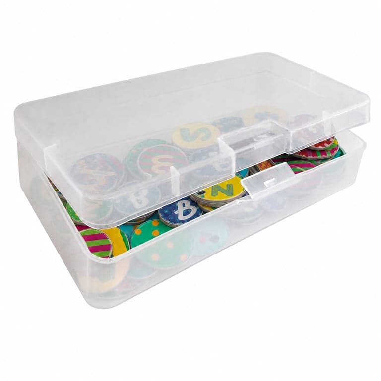 Set cifre și simboluri magnetice Ursus 43110099 – 1,5–4,4 cm, colorate, în cutie de plastic, pentru școală — set de 49 piese