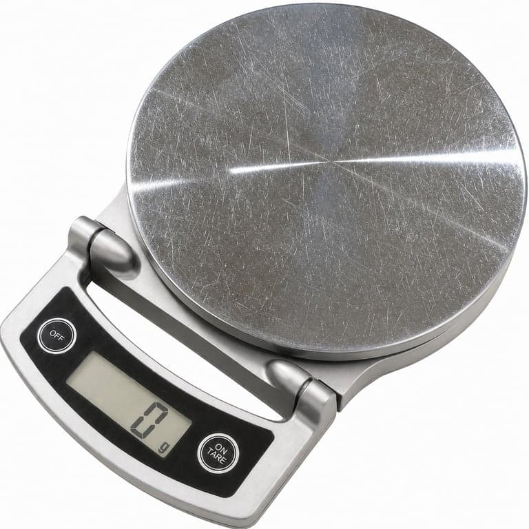 Cântar de bucătărie digital Tanita KD-400, capacitate 5 kg / precizie 1 g, afișaj pliabil, argintiu — Foarte zgâriat (stare: vezi a 2-a fotografie)