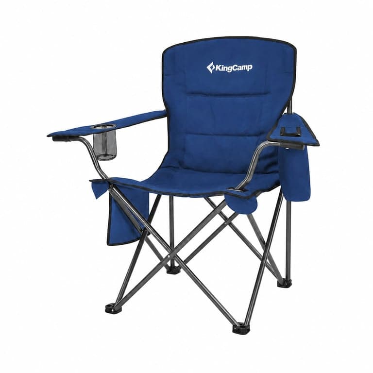 Scaun de camping pliabil KingCamp cu geantă termoizolantă și suport pentru pahar, capacitate 136 kg, albastru, 1 buc.