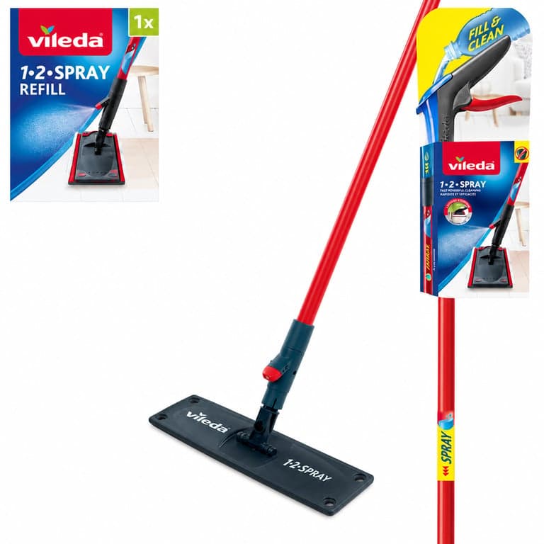 Rezervă pentru mop plat Vileda 1-2 Spray fără capăt din microfibră, roșu, 250 ml — Capătul mopului lipsește (stare: vezi imaginea a 2-a)