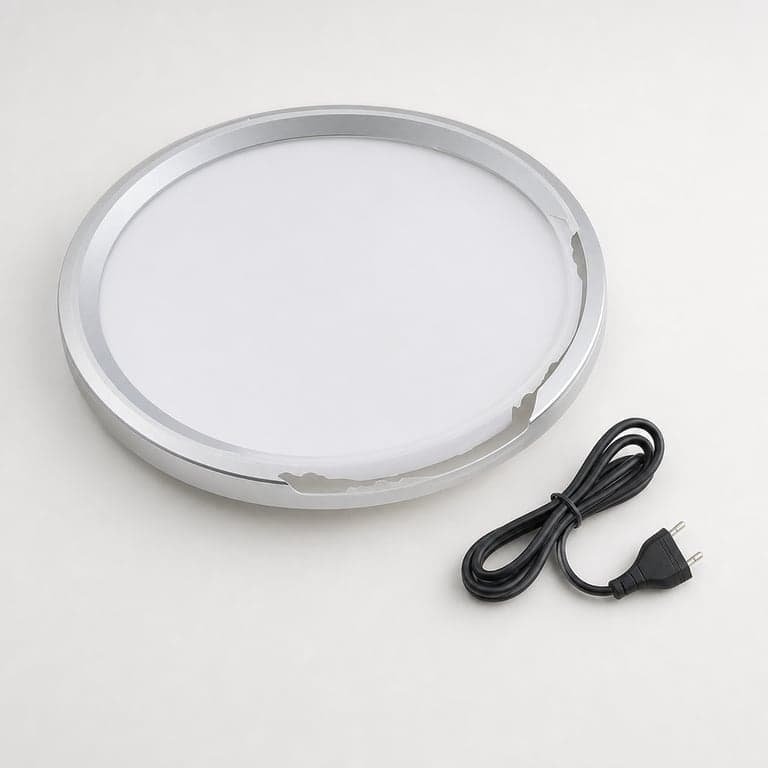 Lampă de plafon cu LED WARMELLE 48W 6500LM 38 cm Argintiu 3 — defectă, funcționează parțial: margine abajur ruptă (stare: vezi a 2-a fotografie)