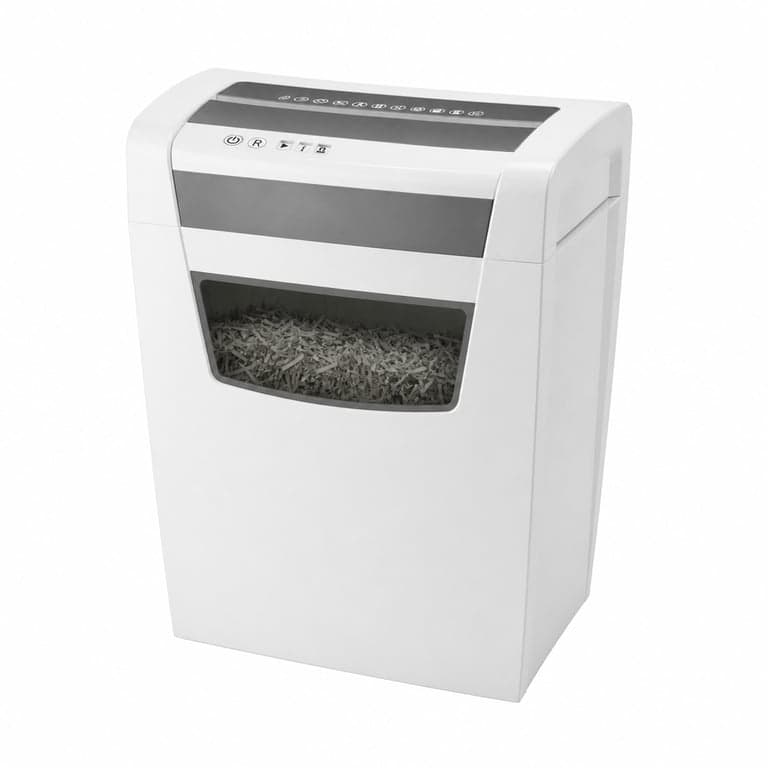 Distrugător de documente Leitz IQ Home Office P4, 10 coli, coș de 23 litri, TÜV+GS — blocaj de hârtie în mecanism (stare: vezi a 2-a imagine)