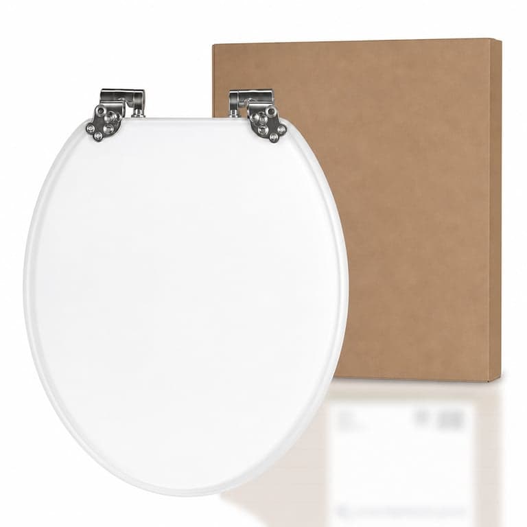 Capac de WC alb SCHÜTTE, miez din lemn, cu închidere lentă, capacitate de susținere 175 kg – fără set de montaj (stare: vezi a 2-a imagine)