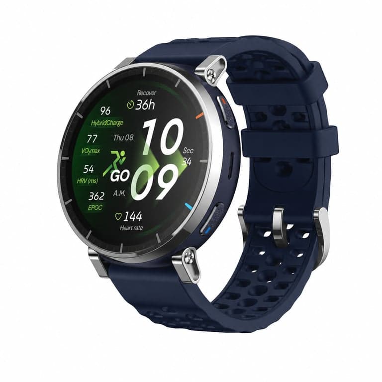 Ceas inteligent Amazfit Active 3 Premium 45 mm GPS, ecran AMOLED cu safir de 1,32", 4 GB, NFC, offline — fără cablu USB (stare: vezi a 2-a imagine)
