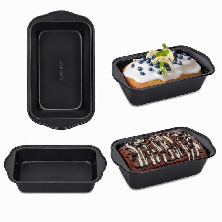 Set tăvi pentru pâine NutriChef – Tavă premium din oțel carbon antiaderent, 30,5x16x8,6 cm, rezistentă la cuptor până la 230°C, fără PFOA-PFOS-PTFE — set de 4 bucăți
