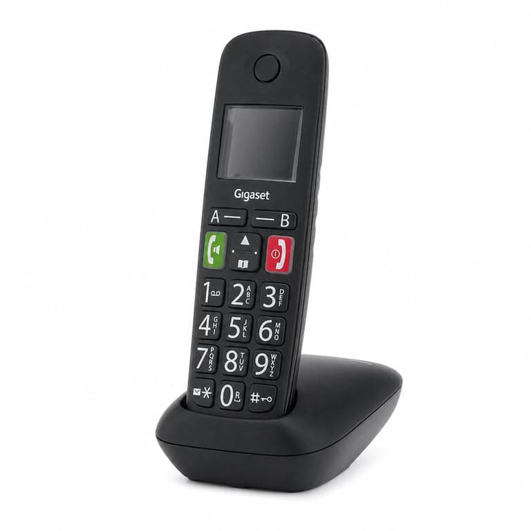 Telefon fără fir pentru seniori Gigaset E290 cu butoane mari, negru — defect — defect, pentru piese: sursă de alimentare defectă (stare: vezi a 2-a imagine)