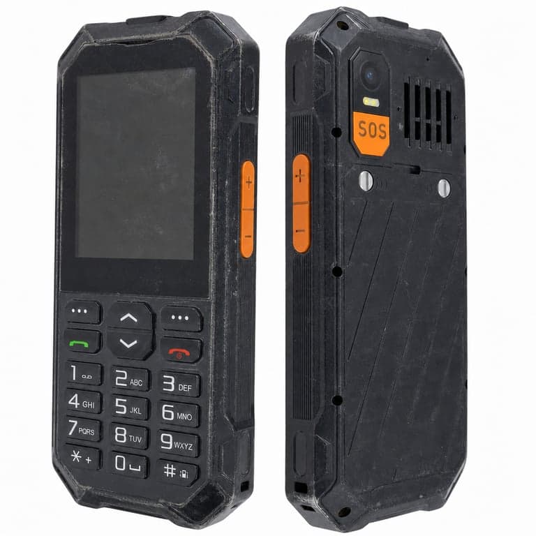 Telefon mobil cu butoane Hammer 6 LTE – baterie de 2500 mAh, IP68, 2,4 inchi — Cablul de încărcare lipsește și produsul prezintă urme accentuate de uzură (stare: vezi a 2-a imagine)