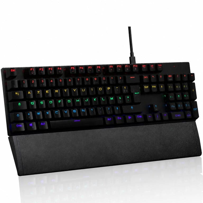 Tastatură mecanică de gaming G-Lab Keyz Carbon Ex, iluminare RGB, switch-uri albastre — Prezintă urme de utilizare (stare: vezi imaginea 2)
