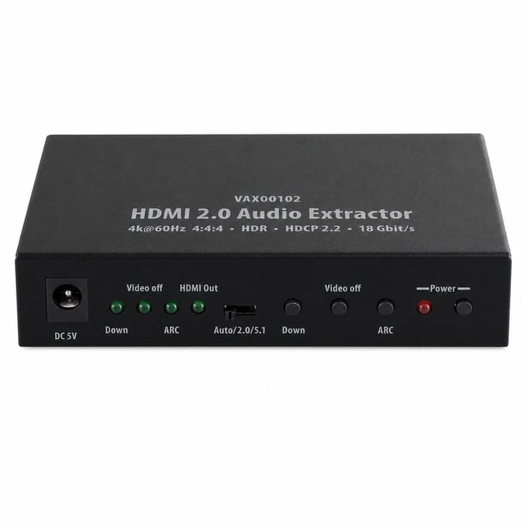 Extractor audio FeinTech VAX00102 HDMI 2.0 ARC 4K HDR negru — defect, funcționează parțial: Dispozitivul în sine funcționează (stare: vezi a 2-a imagine)