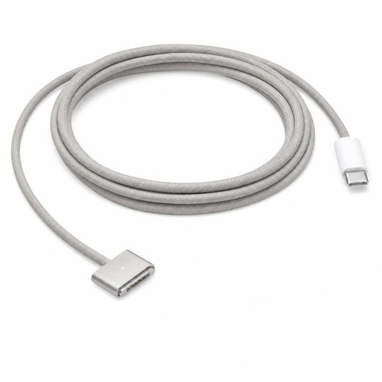 Cablu de încărcare Apple USB-C la MagSafe 3, 2 m, împletit, compatibil cu MacBook Air și MacBook Pro — prezintă nuanțe gri (stare: vezi a 2-a imagine)