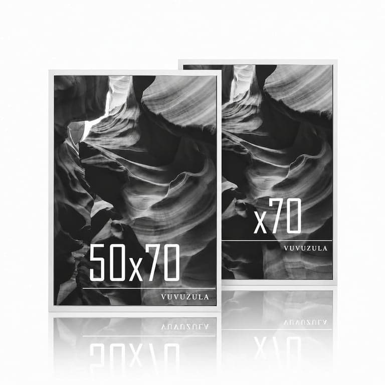Ramă foto VUVUZELA 50x70 cm, din MDF alb, set de 2 bucăți, ramă pentru postere cu posibilitate de agățare pe perete — set de 2 buc.