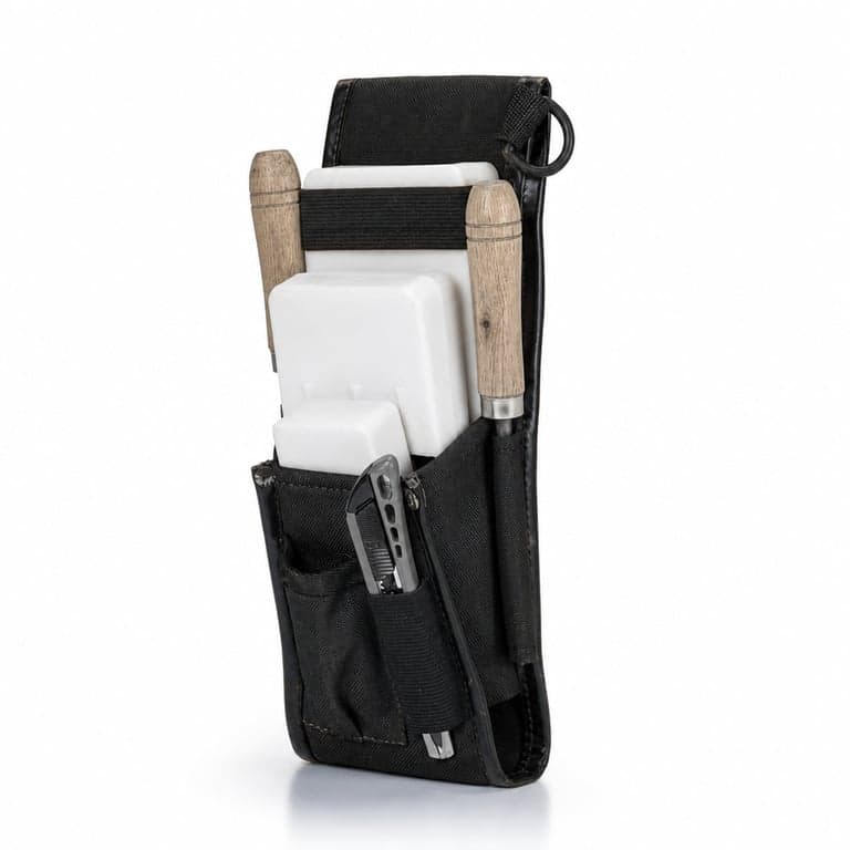 Husă de brâu YARDMARIS pentru pene de tăiere din aluminiu și plastic, cataramă reglabilă, negru, cu mai multe buzunare — testat (stare: vezi a 2-a imagine)