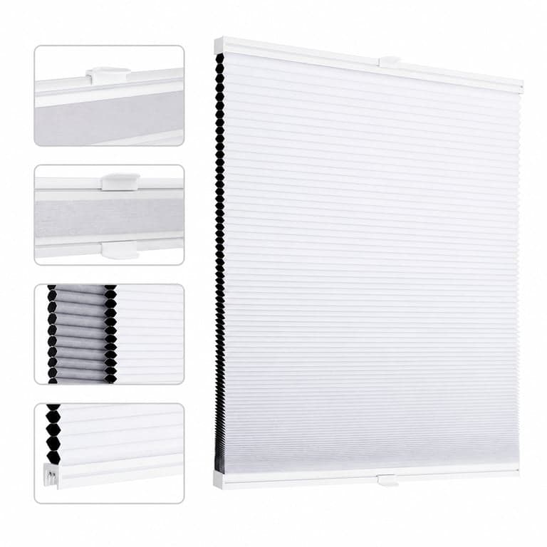 Rulou Plisat tip Fagure Sekey, Fără Găurire, 60x100 cm, Alb, 100% Opac — Lipsește banda adezivă pe ambele fețe (stare: vezi a 2-a imagine)