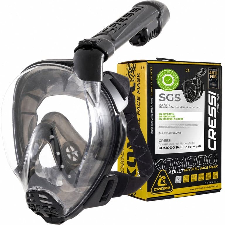 Mască de snorkeling full-face Cressi Komodo, vedere panoramică de 180 de grade, sistem anti-aburire și tehnologie dry top — utilizată (stare: vezi poza 2)