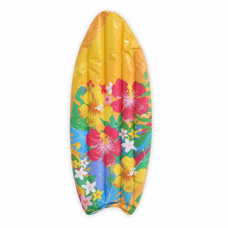 Saltea gonflabilă de plajă Legami în formă de placă de surf, portocalie, 70x173 cm, cu 2 camere de aer, max. 90 kg, utilizată (stare: vezi a 2-a fotografie)