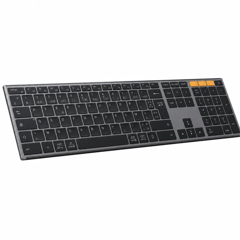 Tastatură wireless Bluetooth OMOTON cu iluminare de fundal, reîncărcabilă, ergonomică — fără cablu USB (stare: vezi a 2-a imagine)