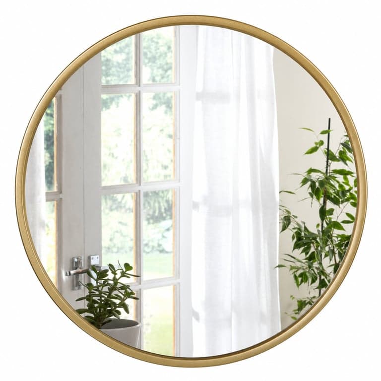 Oglindă de perete rotundă WOLTU cu ramă aurie, diametru 40 cm, oglindă decorativă pentru baie — fără kit de montare (stare: vezi a 2-a imagine)