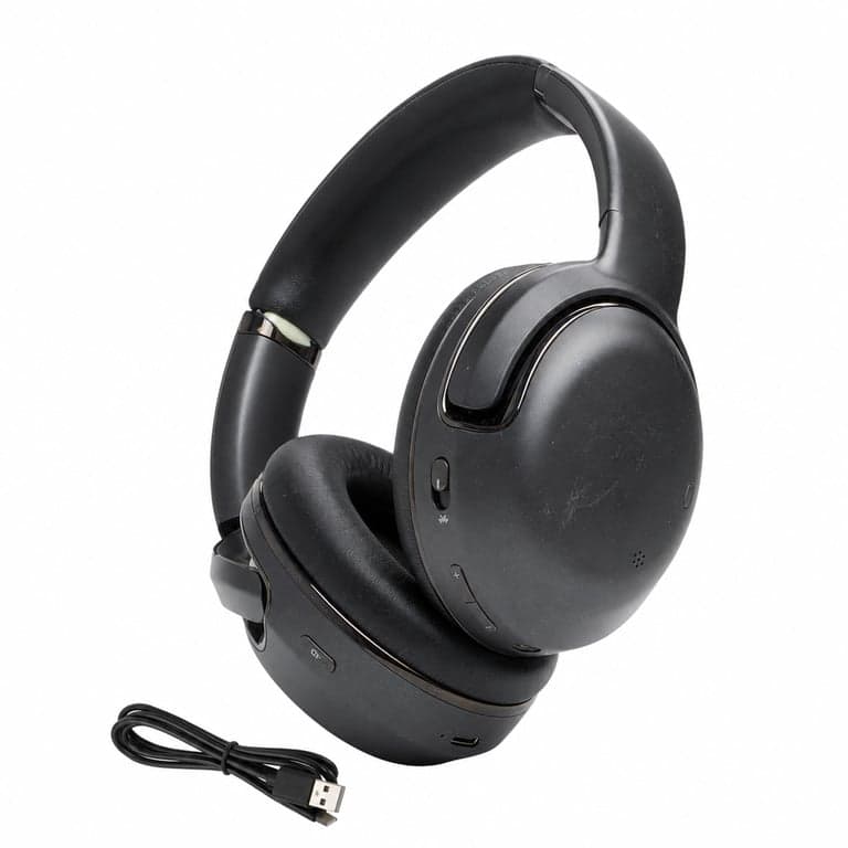 Căști over-ear cu Bluetooth JBL Tour One M2, negru, cu anulare a zgomotului, fără fir — defecte, pentru piese: nu pornesc (stare: vezi poza 2)