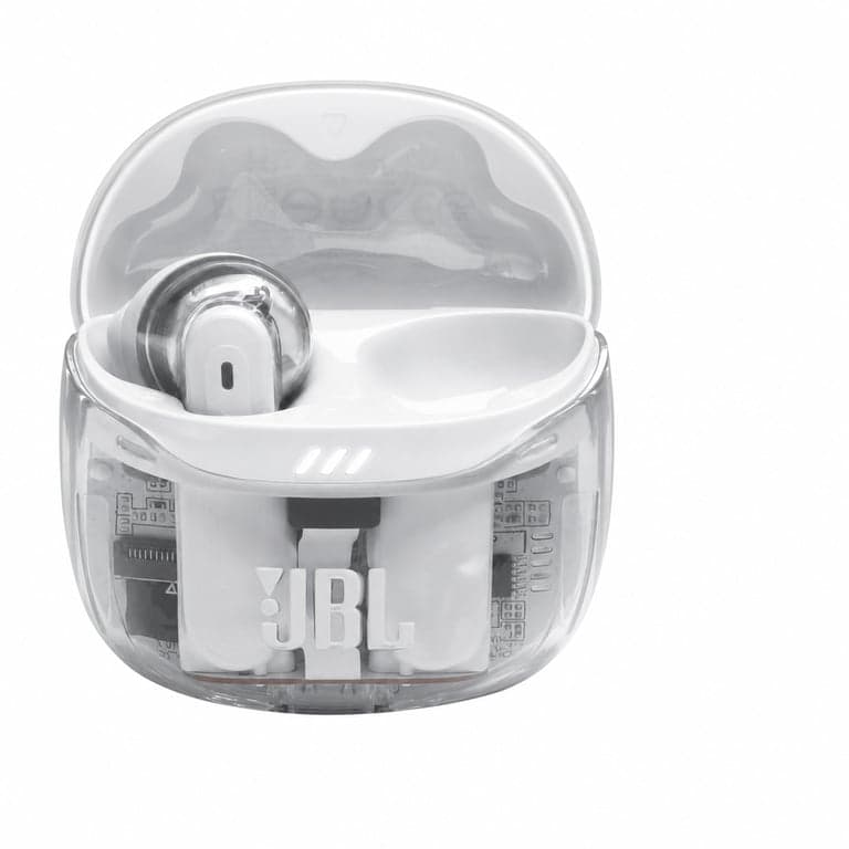 Căști wireless JBL Tune Flex Ghost 2 cu ANC, 48 h, IP54 - alb — fără cablu de încărcare USB (stare: vezi a 2-a imagine)