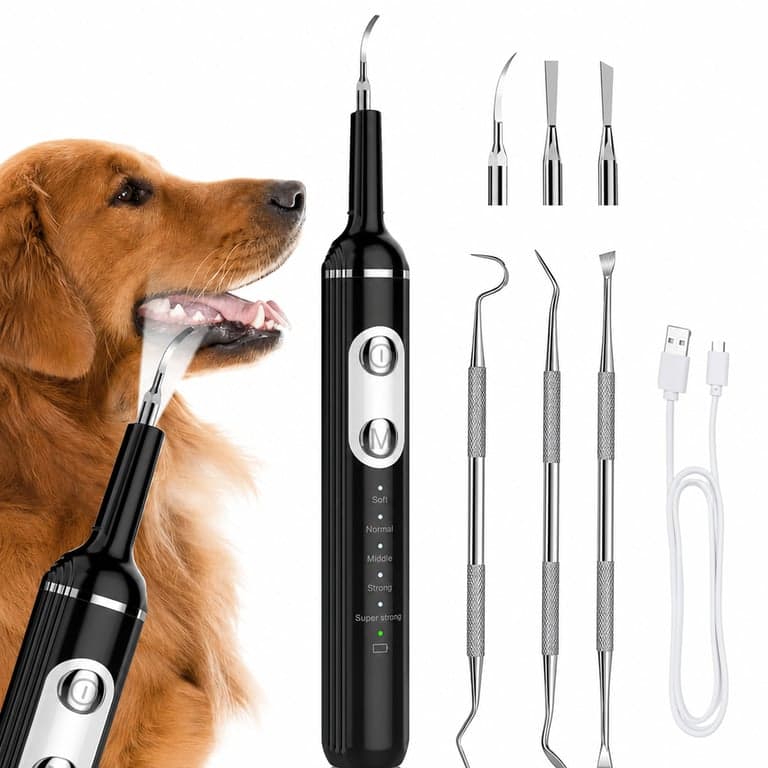 Set de îngrijire dentară pentru câini cu ultrasunete Stim-U-Dent cu lumină LED, dispozitiv pentru îndepărtarea tartrului și a plăcii bacteriene — lipsește capătul de curățare din cauciuc (stare: vezi a 2-a imagine)